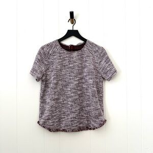 Emelia Wine Boucle Textured Short Sleeve Top